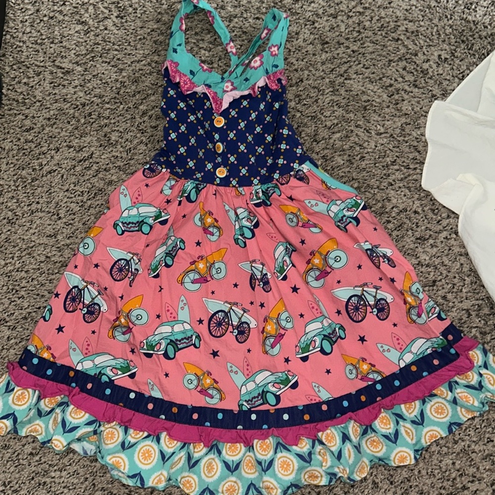 Girls 8 Wildflowers Surfboard Cars/Bikes Pinafore Tunic Dress - so beautiful!